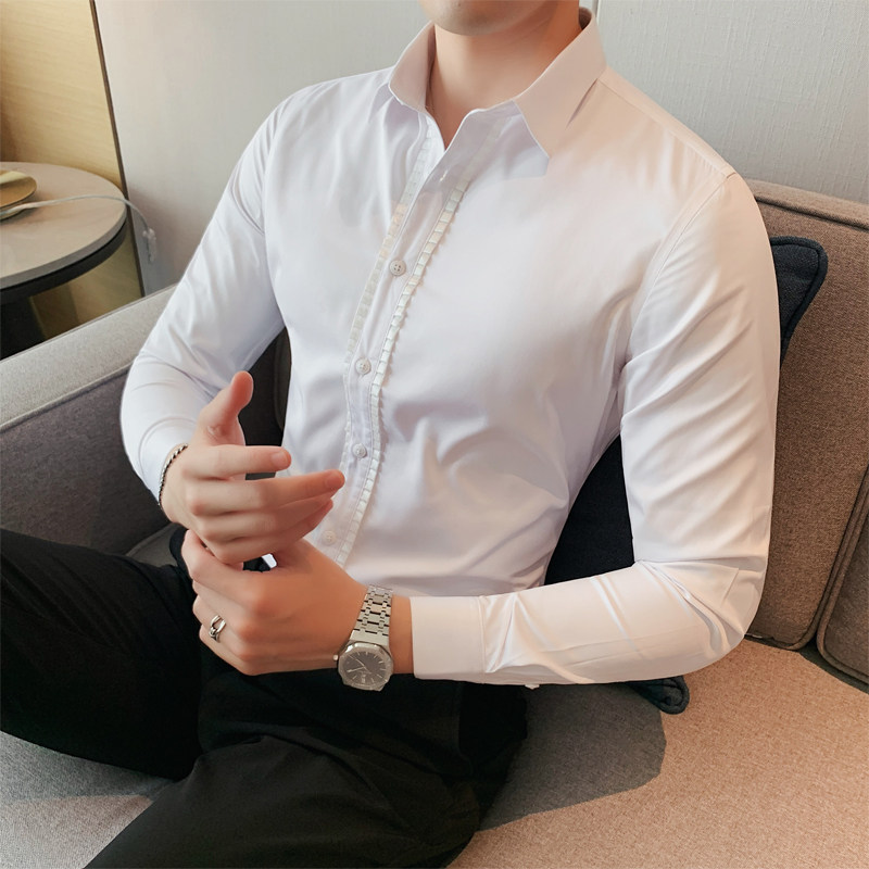 四季款男纯色长袖衬衫轻熟衬衣韩版修身个性上衣秋装衬衫S999-P65,男装衬衫,星座419（原A233）