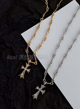 欧美潮牌嘻哈街头网红雪梨同款双十字架项链男女情侣个性潮锁骨链