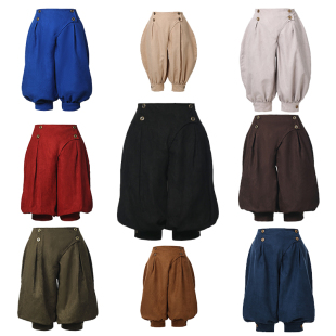 新款万圣节文艺复兴中世纪复古高腰灯笼裤蒸朋cos宽松裤子演出服