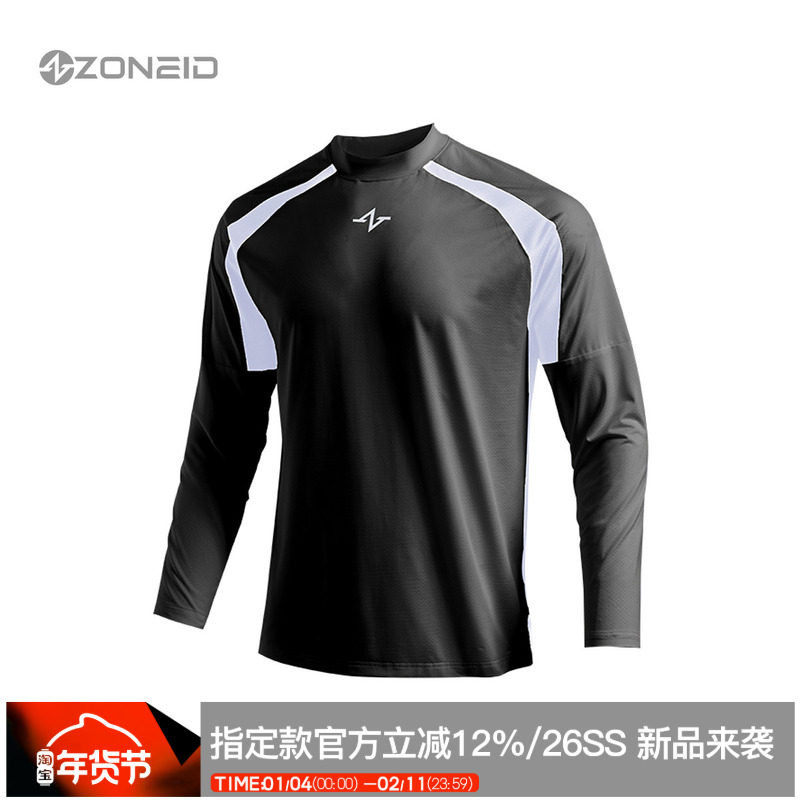 ZONEID 运动长袖T恤男针织篮球训练健身轻薄速干吸湿透气上衣