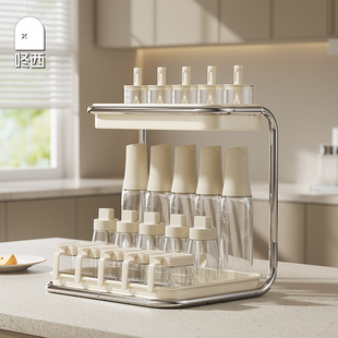 咚西厨房置物架家用多功能调味料品架不锈钢双层台面灶台收纳架子