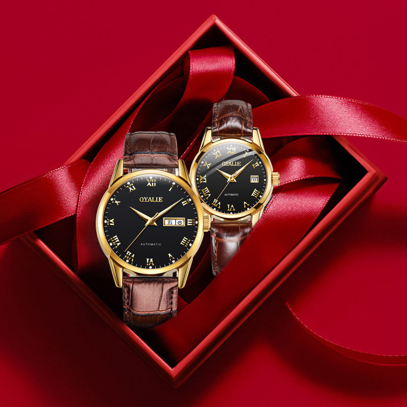 瑞士正品欧亚利1314情侣款手表一对价防水机械表男女士2020年新款