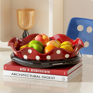 复古港风波点果盘家用客厅茶几水果盘创意花生瓜子糖果盒婚庆新年