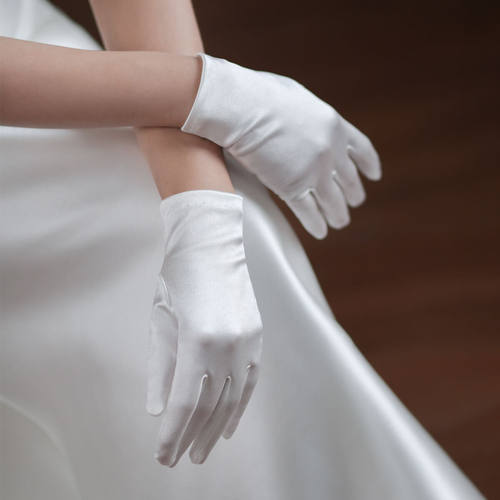 简约缎面百搭跳舞礼仪婚纱短手套