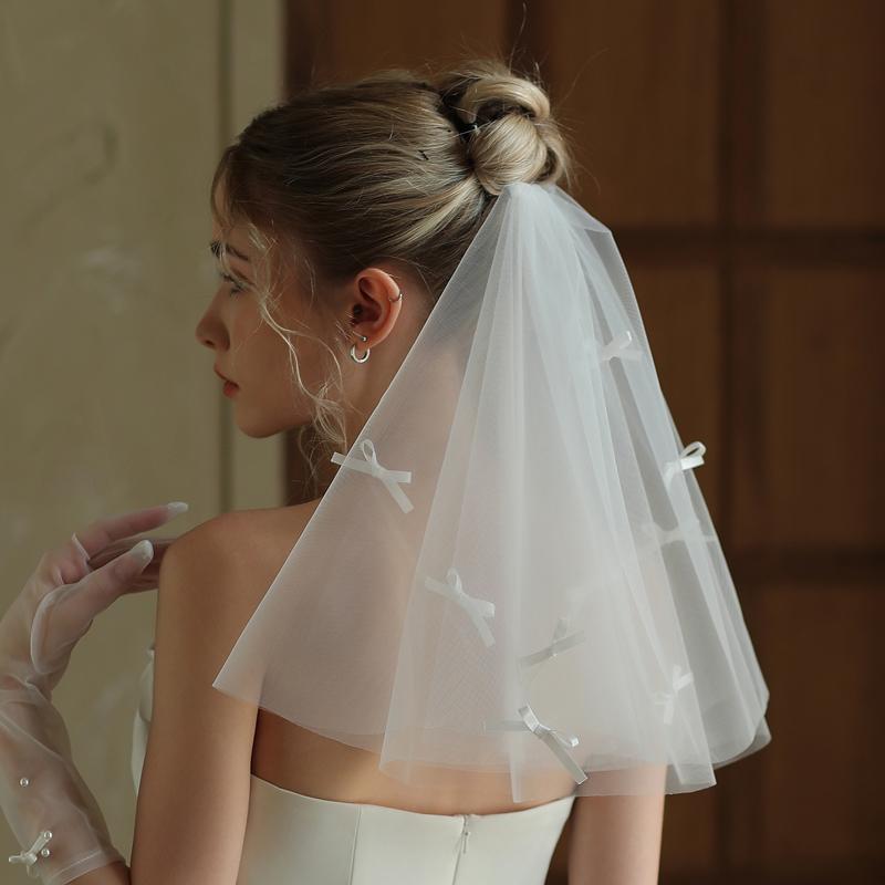 短款领证登记求婚道具新娘小头纱