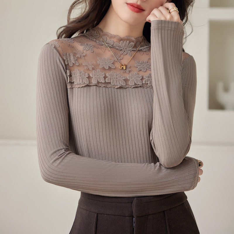 拼接蕾丝打底衫女时尚减龄