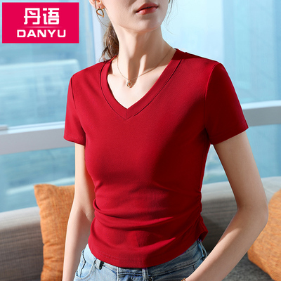 收腰显瘦高级感显白V领上衣女