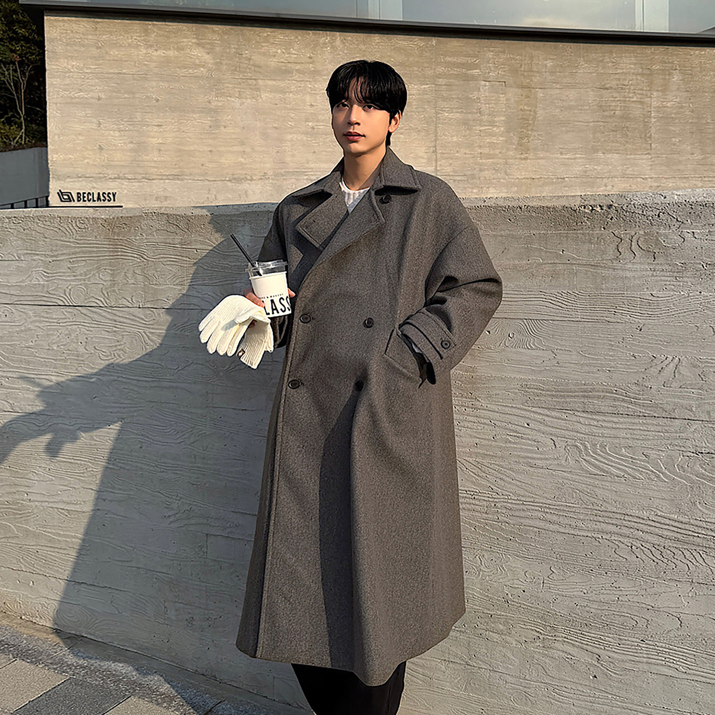 新款男士秋冬时尚休闲大衣外套