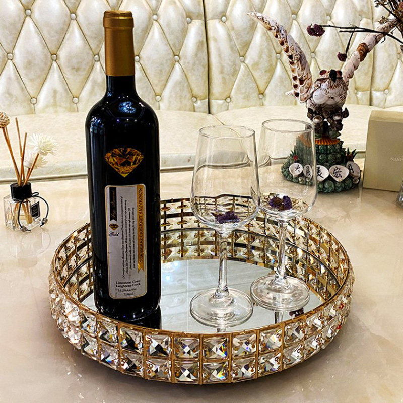北欧轻奢托盘金属镜面水晶玻璃茶盘杯子酒具托盘婚庆化妆品收纳盒,餐饮具,果盆/果盘/果篮,淘宝优惠券,粉丝福利购,淘宝优惠卷