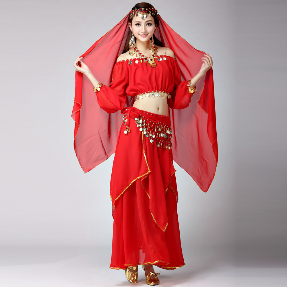 肚皮舞套装印度舞蹈演出服性感女装年会表演服新疆舞服装秋冬长袖