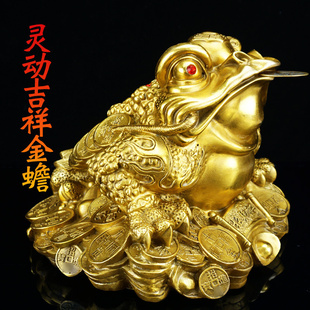 铜金蟾摆件黄铜店铺收银台家居摆设三脚金蝉公司开业礼品装饰品