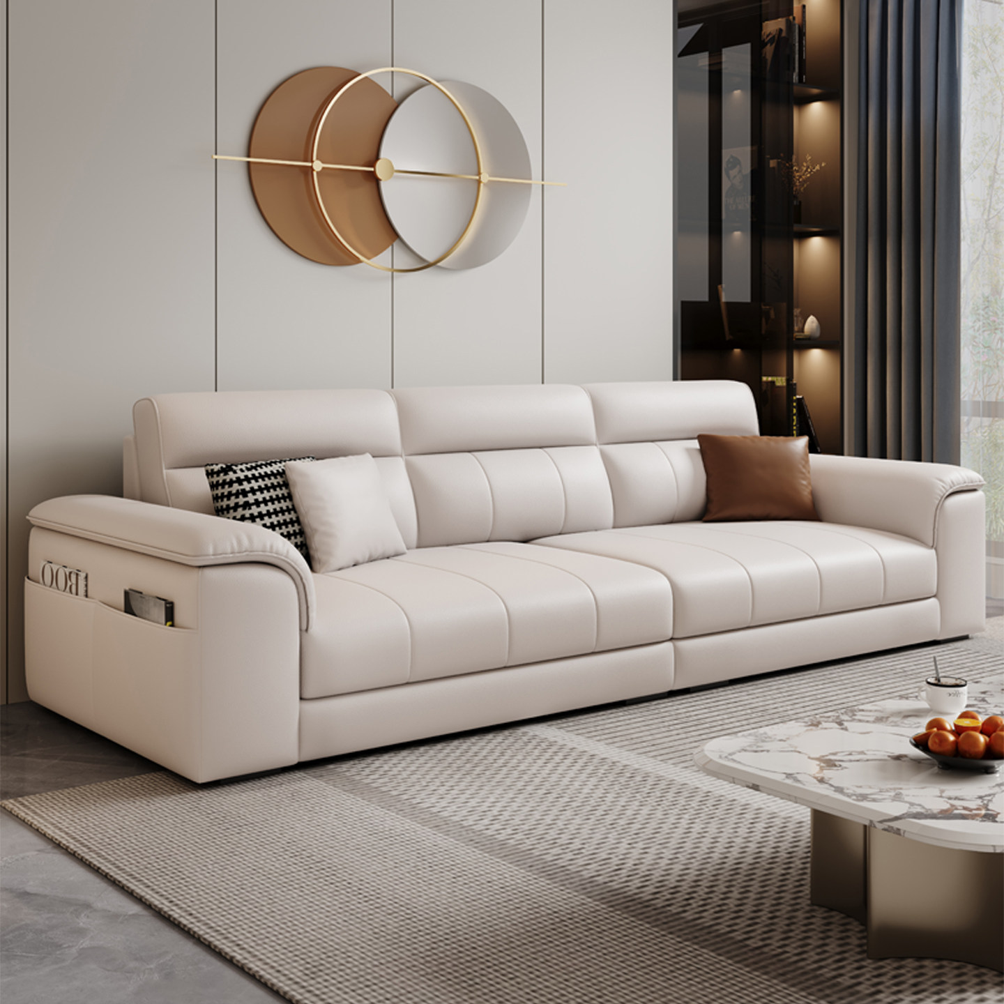 政府补贴新款布艺沙发小户型客厅现代简约奶油风直排猫抓真皮沙发