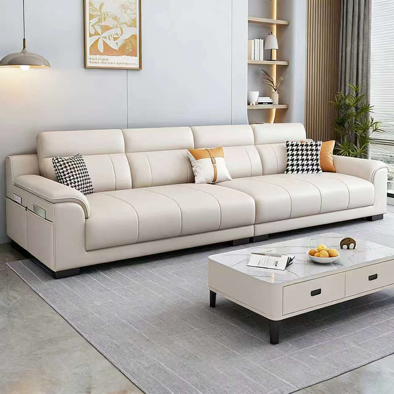 政府补贴沙发轻奢简约风真皮直排沙发客厅2026新款小户型布艺沙发