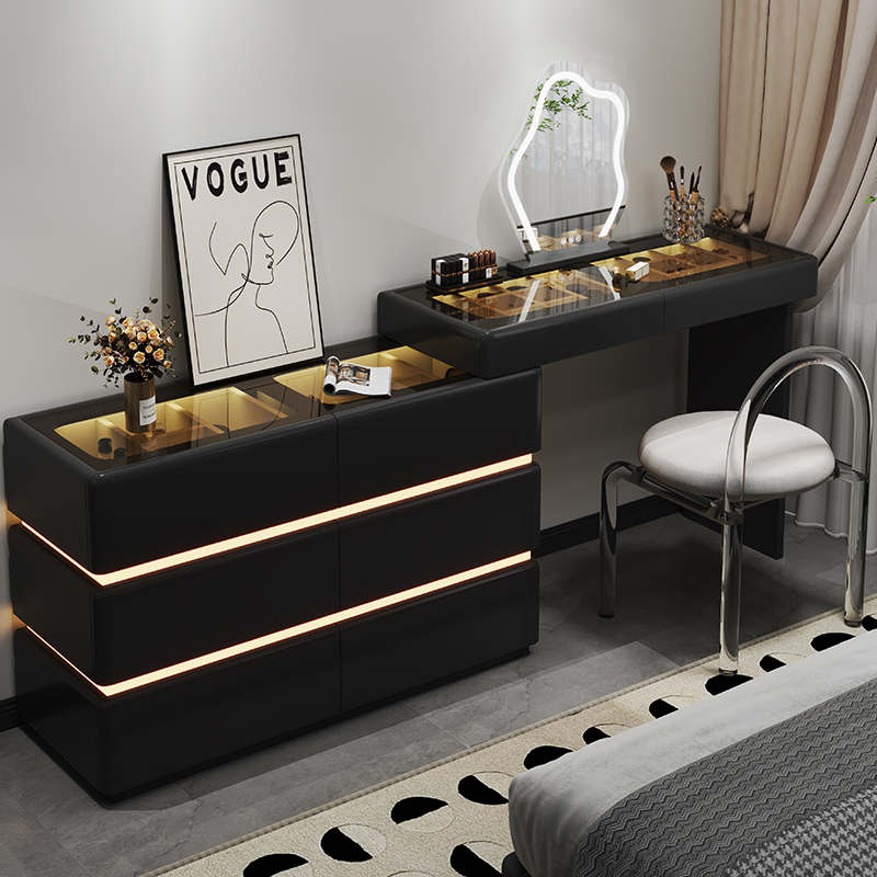 卧室梳妆斗柜一体靠墙床尾储物柜