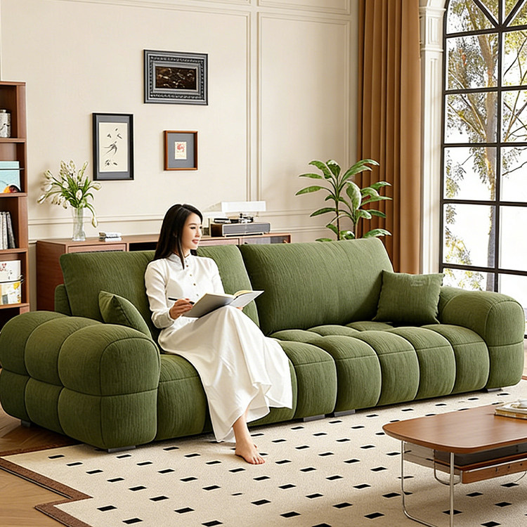 政府补贴蓝色理想泡泡岛布艺沙发现代简约2026款客厅直排泡芙沙发