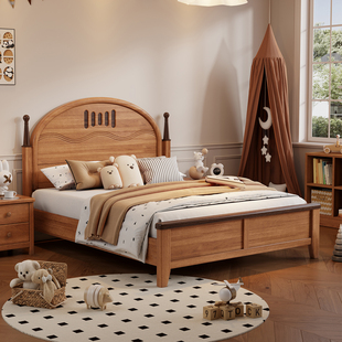 政府补贴蓝色理想儿童实木床青少年男孩女孩小户型1.2-1.5m卧室床