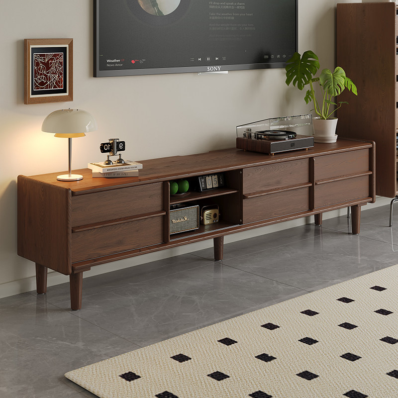 政府补贴蓝色理想实木移门电视柜落地储物柜中古风小户型客厅地柜,住宅家具,电视柜,淘宝优惠券,粉丝福利购,淘宝优惠卷