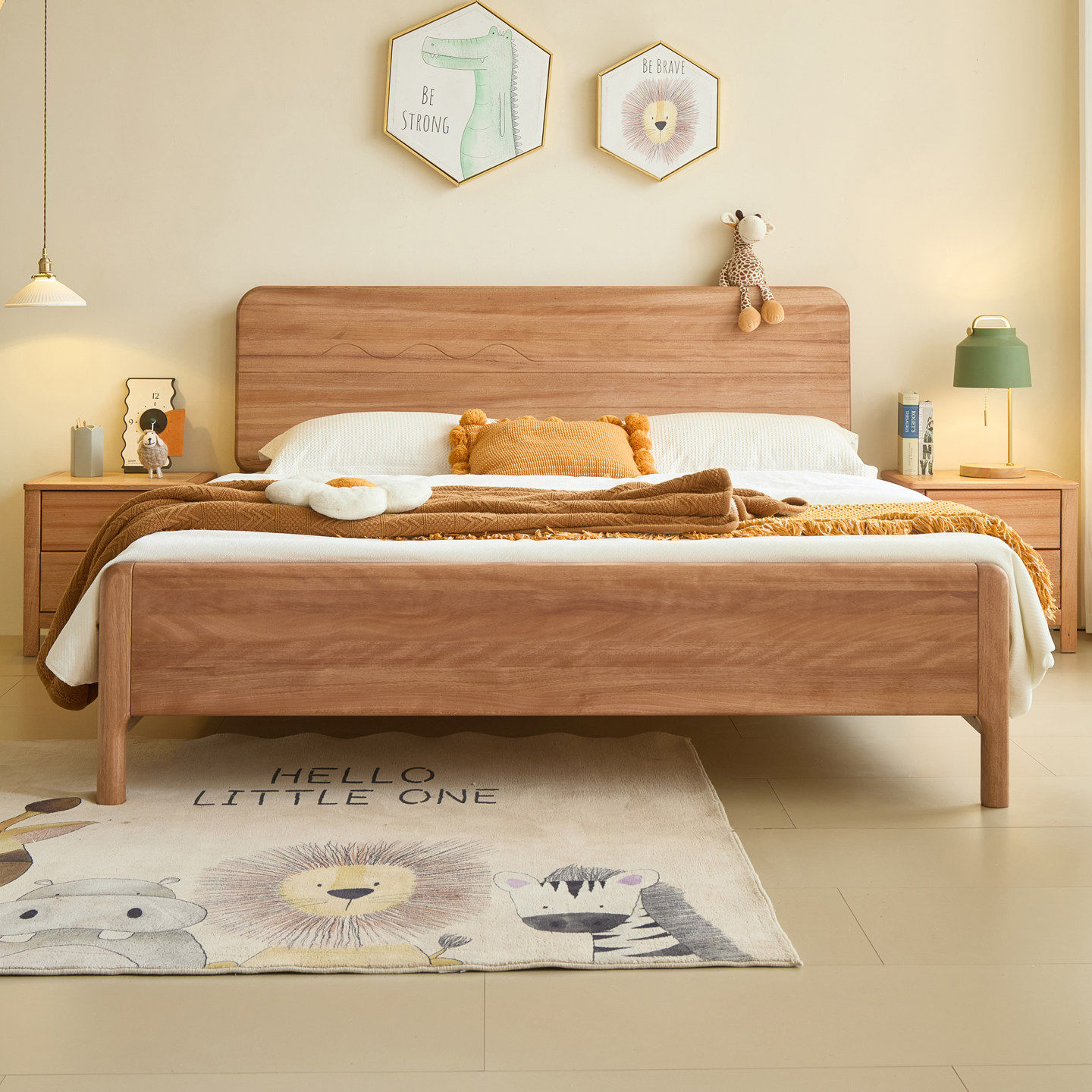 政府补贴蓝色理想青少年儿童原木实木床1.2-1.8m男孩女孩卧室床