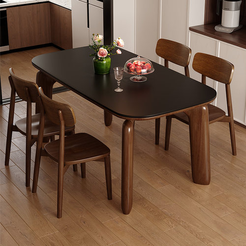 中古风实木餐桌椅组合