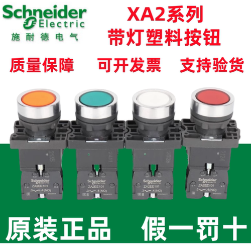 原装正品施耐德XA2EW31/33/34/35/B1/B2/M1/M2塑料带灯按钮开关