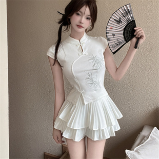 短款紧身包臀短裙直播女主播上衣服秋季新中式国风年轻款改良旗袍
