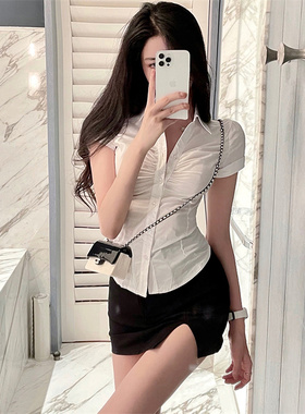 白色衬衫女装夏职业气质ol制服衬衣套装秘书性感成熟御姐风轻熟