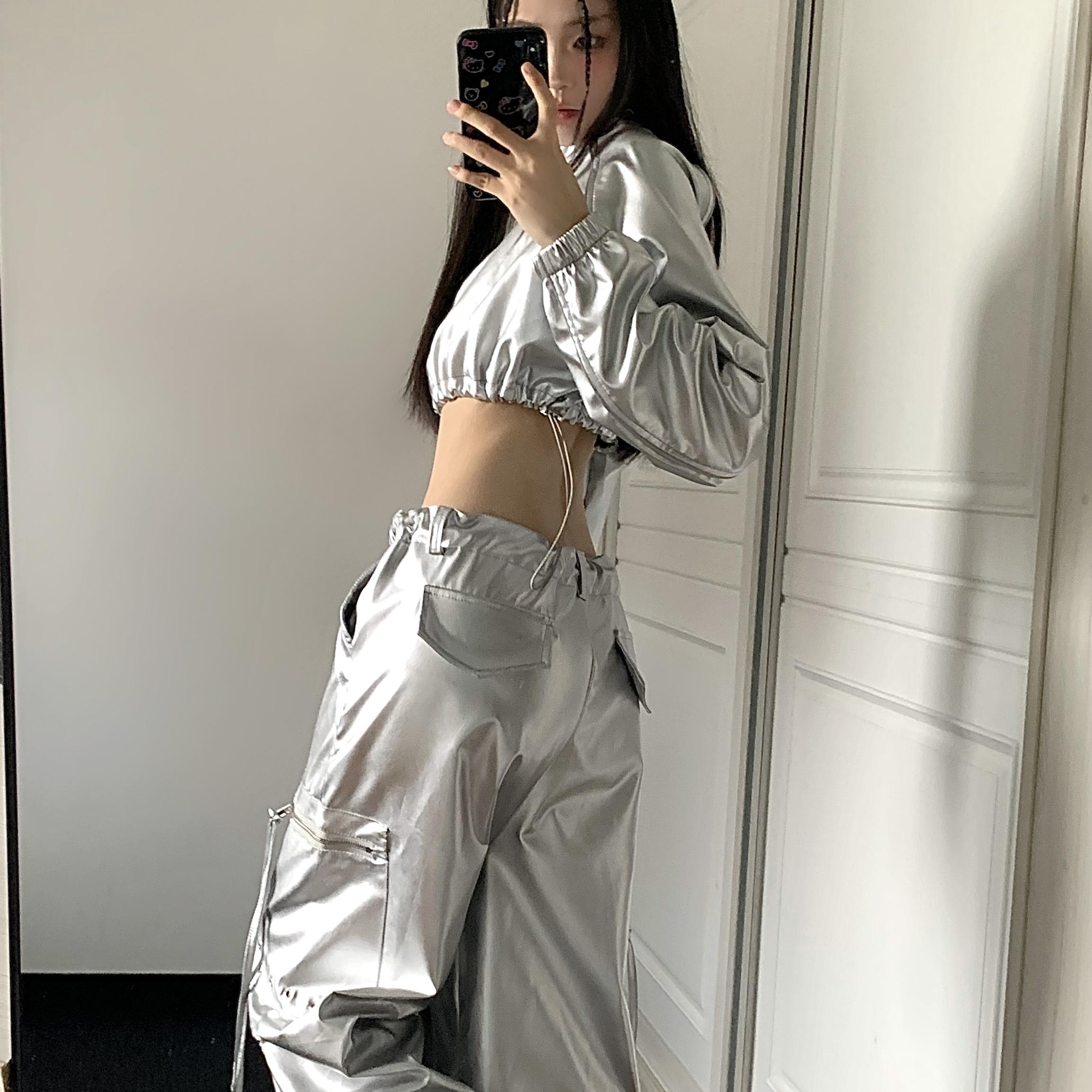 工装裤套装女潮炸街春秋季酷飒风拽姐裤子搭配上衣女机车服高级感