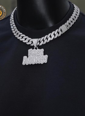 高品质FASTMONEY满钻吊坠古巴链