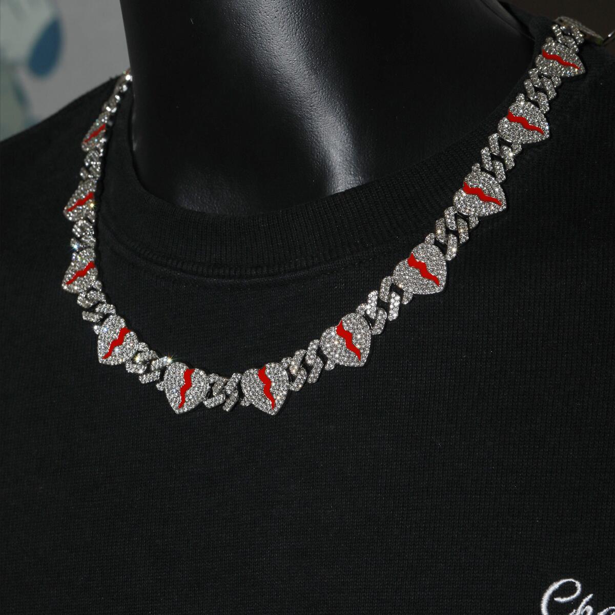 Rapper同款13个破碎爱心古巴链