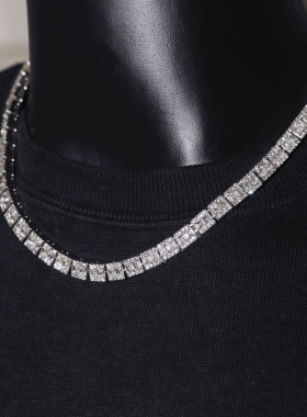 新款宝塔切镶嵌5A方钻圆钻项链