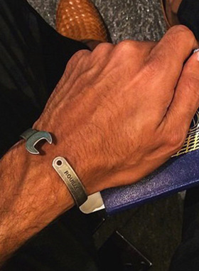 欧美风复古怀旧银色钛钢情侣手镯