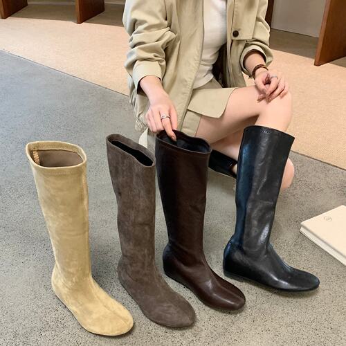 冬季女方头内增高弹力高筒靴