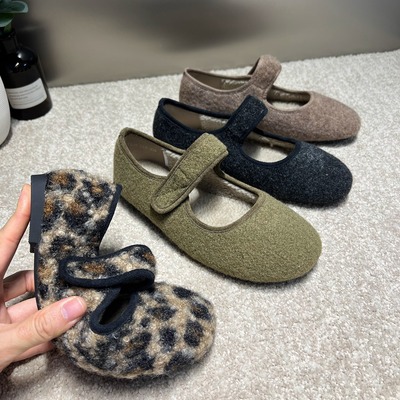 豹纹毛毛鞋女冬季外穿2025年新款