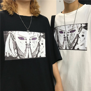 火影忍者INS潮流卡通班服夏装宽松半袖丅韩版学生情侣装短袖t恤男