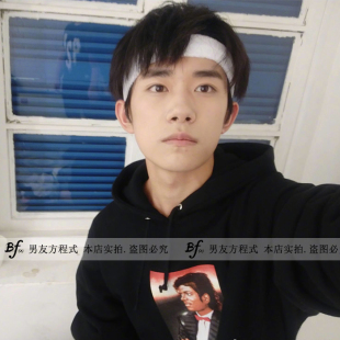 易烊千玺同款衣服宽松机场黑色迈克印花卫衣连帽秋学生男女情侣潮