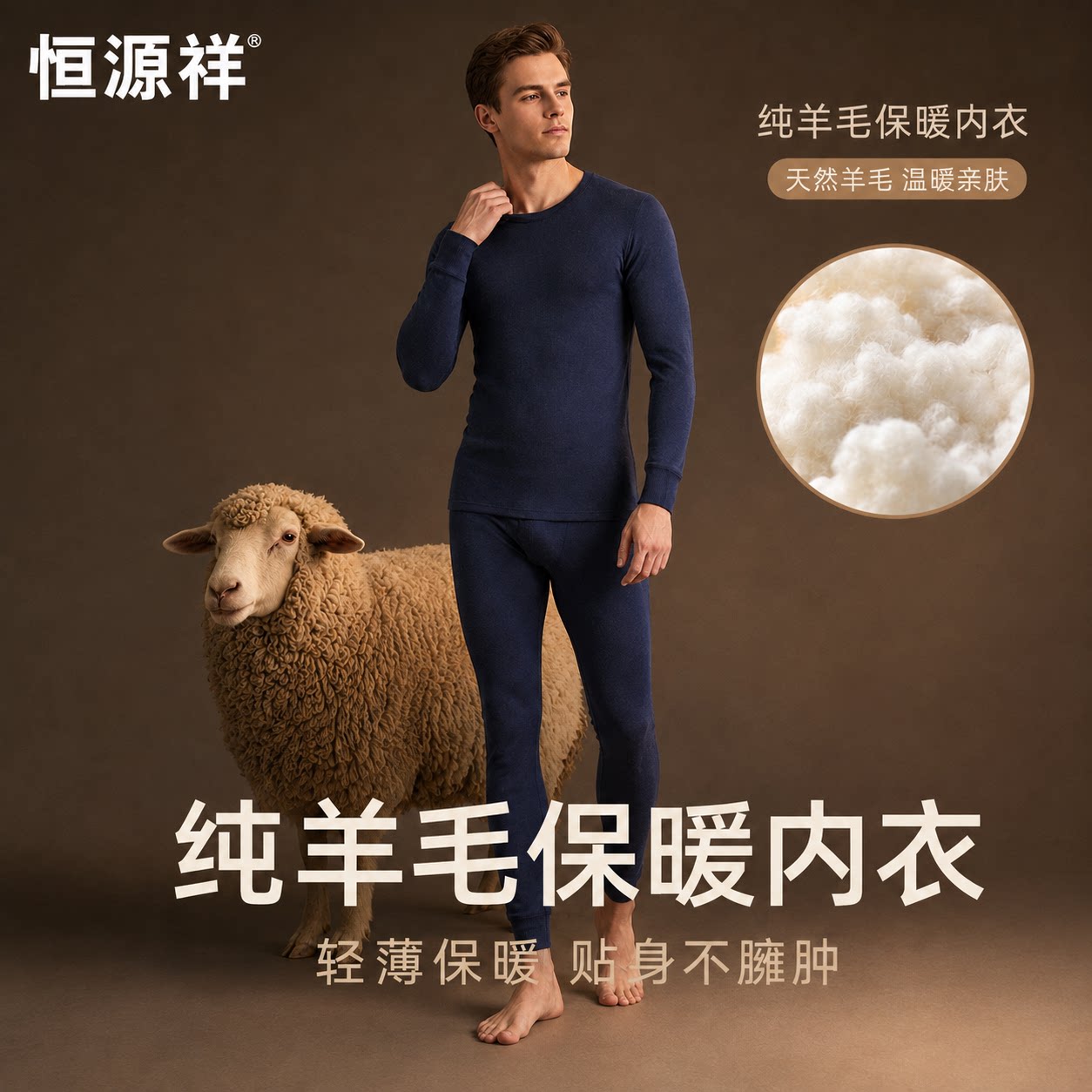 100%超细纯羊毛内衣男士简约礼盒