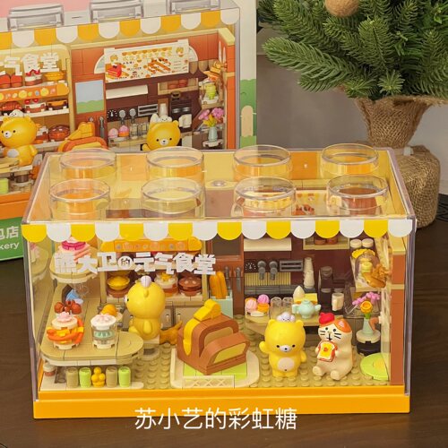 元气食堂面包店积木街景摆件