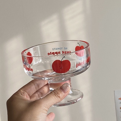 玻璃杯中古风可爱水杯子高脚碗