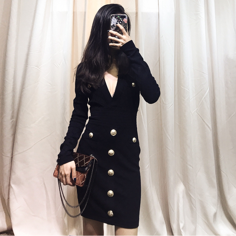 性感连衣裙高级感V领欧洲站早秋新款2019气质名媛女装高端包臀裙10月20日最新优惠