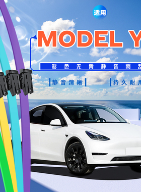 适用特斯拉ModelY毛豆雨刮器湖蓝色耐用胶条20款21彩色无骨雨刷片