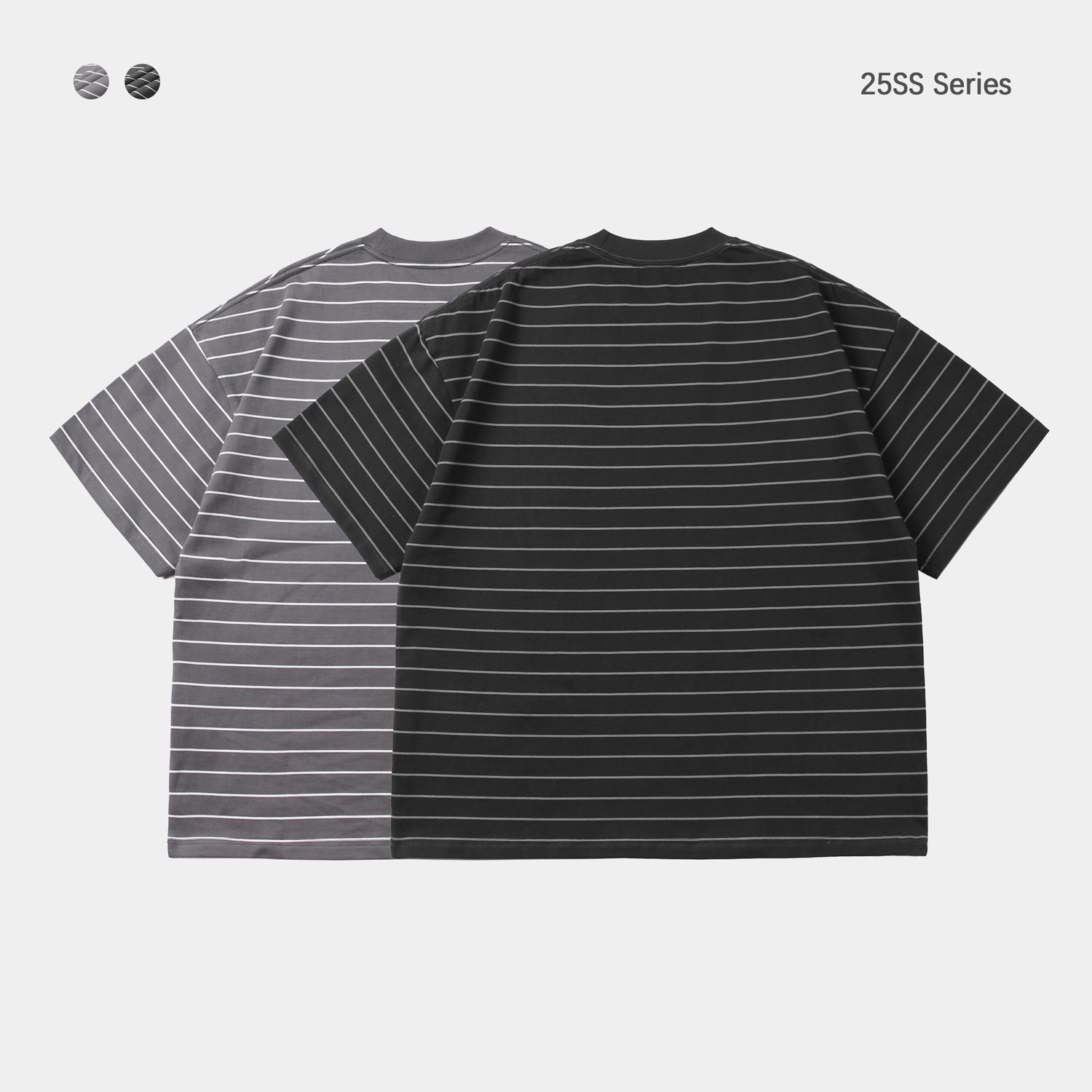 CQL男装25SS双纱圆领条纹T恤