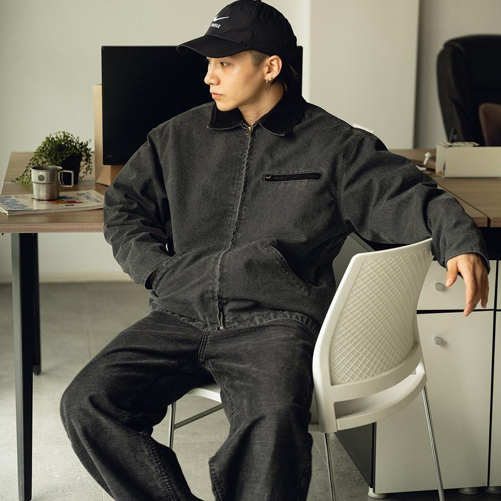 初春复古水洗做旧宽松夹克外套男