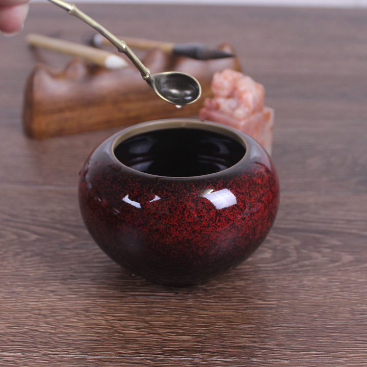 文房四宝水盂带勺法国画水滴