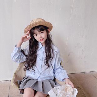 儿童装女童衬衫全蝴蝶结开学季女生校服上衣26秋装新款小中大童装