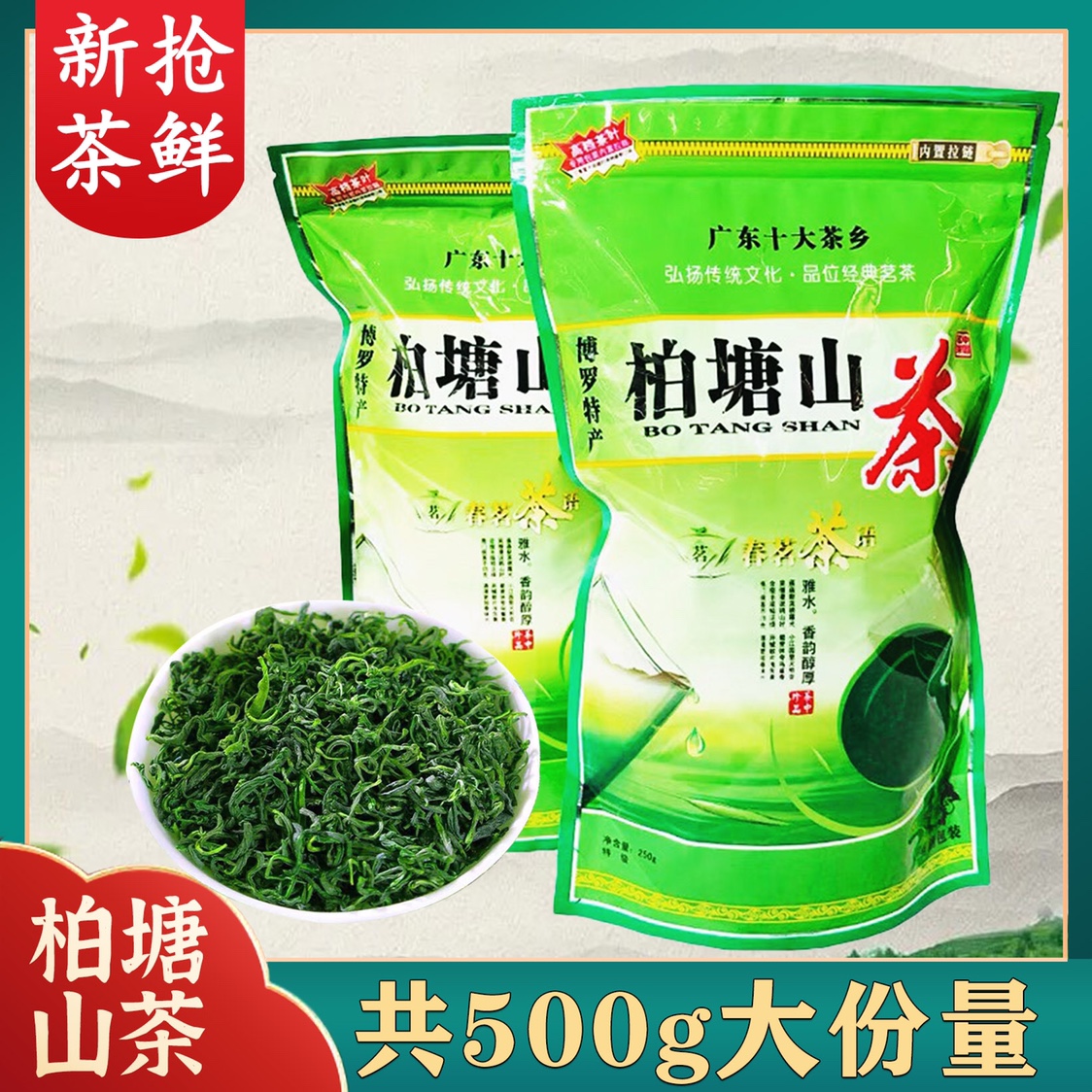 博罗柏塘山茶春茶清香2024新绿茶特级散装自喝鲜爽高山云雾茶500g