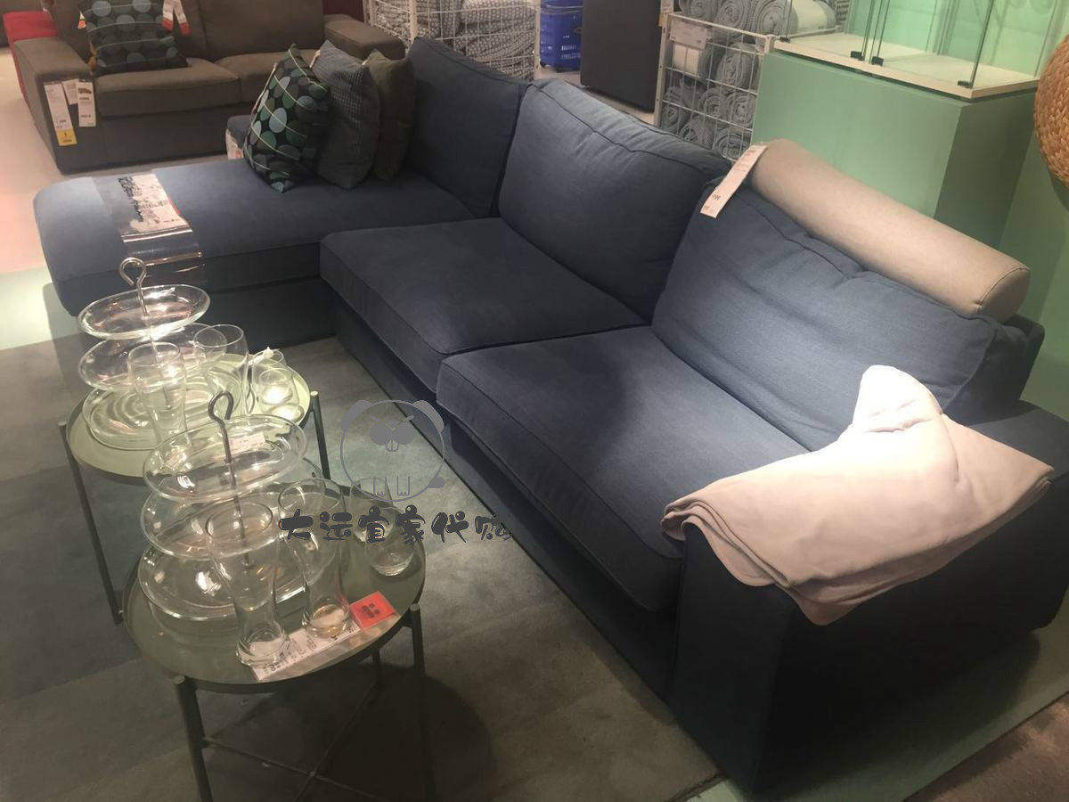 国内宜家代购奇维四人沙发欧斯塔带贵妃椅布艺沙发客厅沙发北欧风