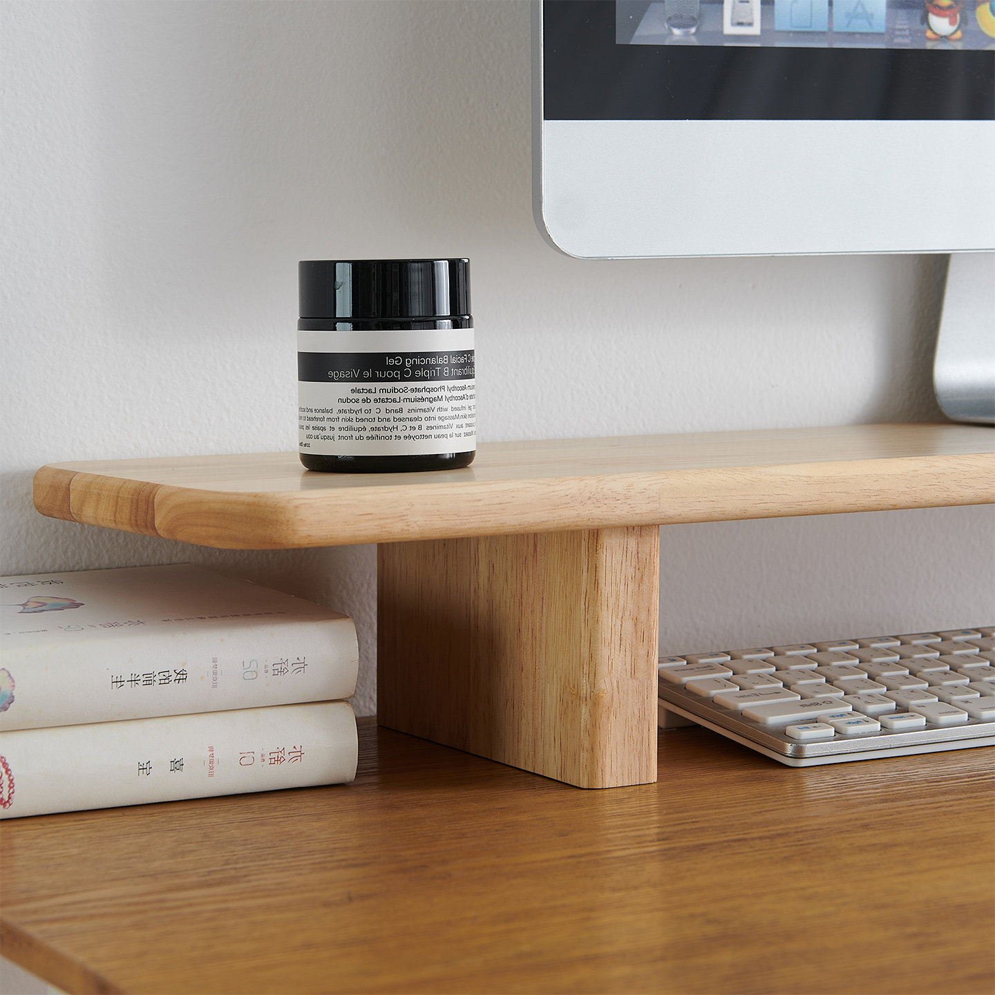 实木电脑显示器增高架桌面办公室屏幕工位女生台式显示屏置物架