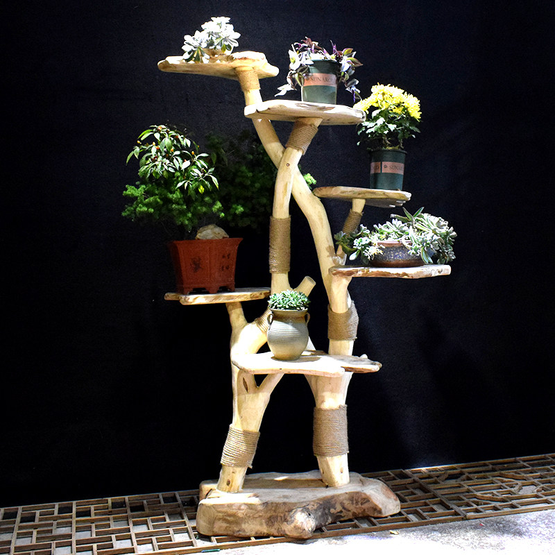 花架子防腐实木室内多层阳台客厅置物盆栽绿萝多肉铁艺落地式简约