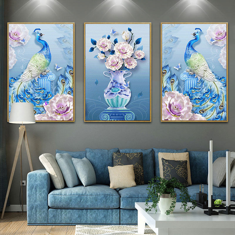 2019 new pattern 5D Special-shaped Diamonds a living room Full bore Wealth Peacock Triptych Stipple Cross stitch 2019in the Home Fabric , Stitch &amp; Tools Accessories , Cross Stitch Kit  category - from Buy2taobao.com to provide professional Taobao agent buy service