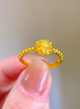 DIKAS 爆闪花丝小方糖戒指女时尚开口可调节指环